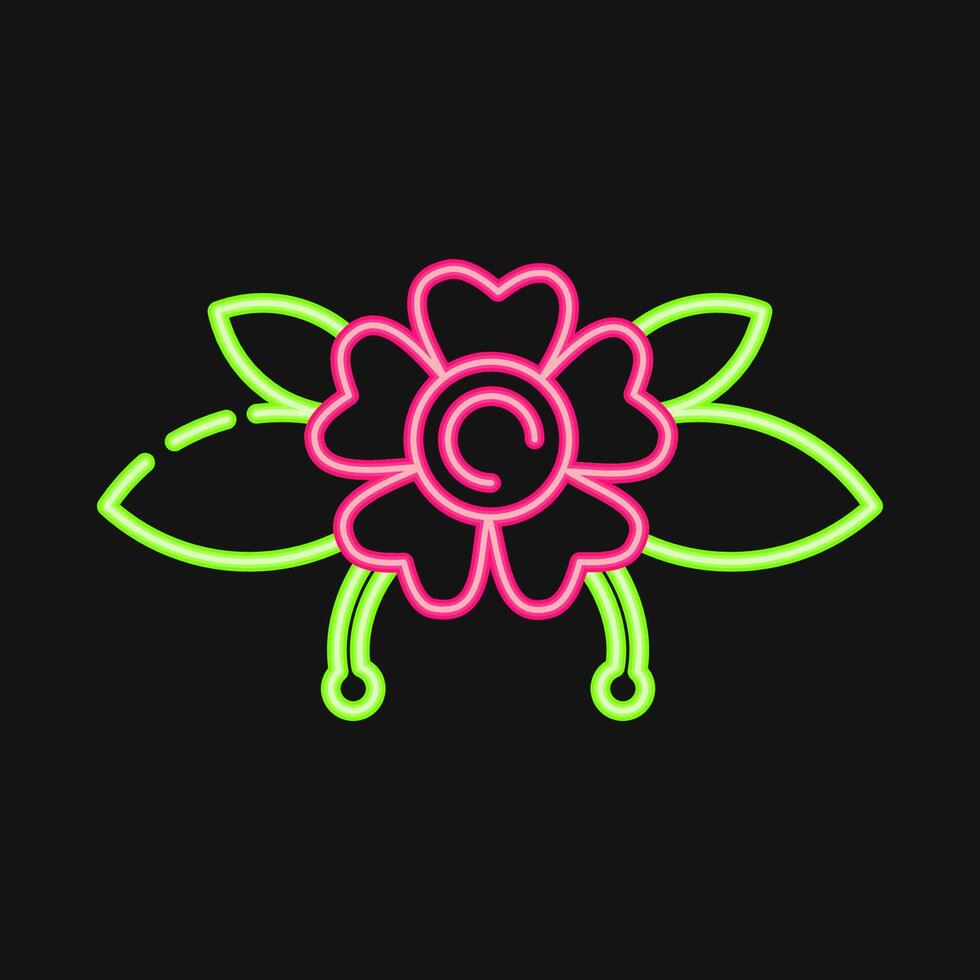 Icon flower. Traditional tattoo elements. Icon in neon style. vector