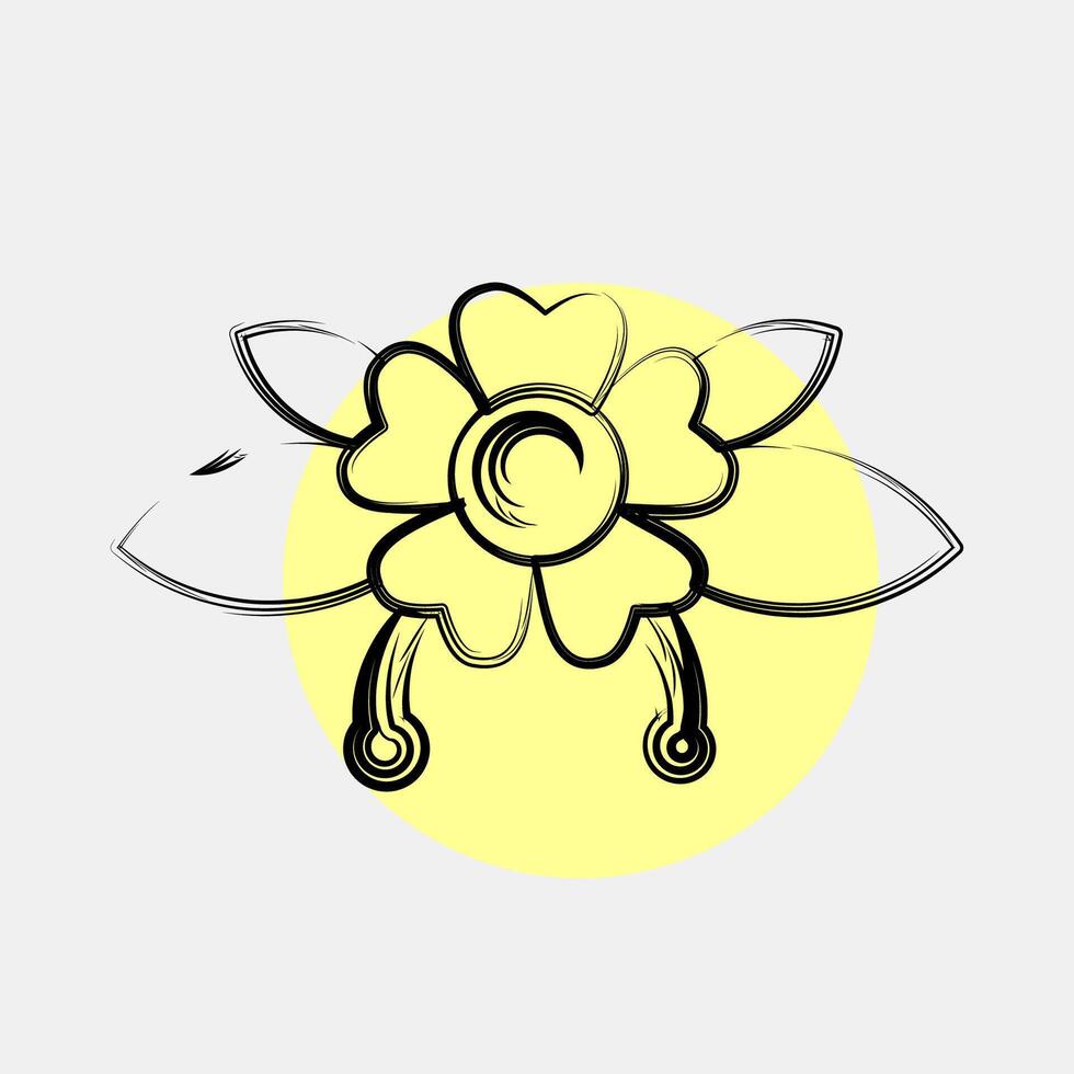 Icon flower. Traditional tattoo elements. Icon in color spot style. vector