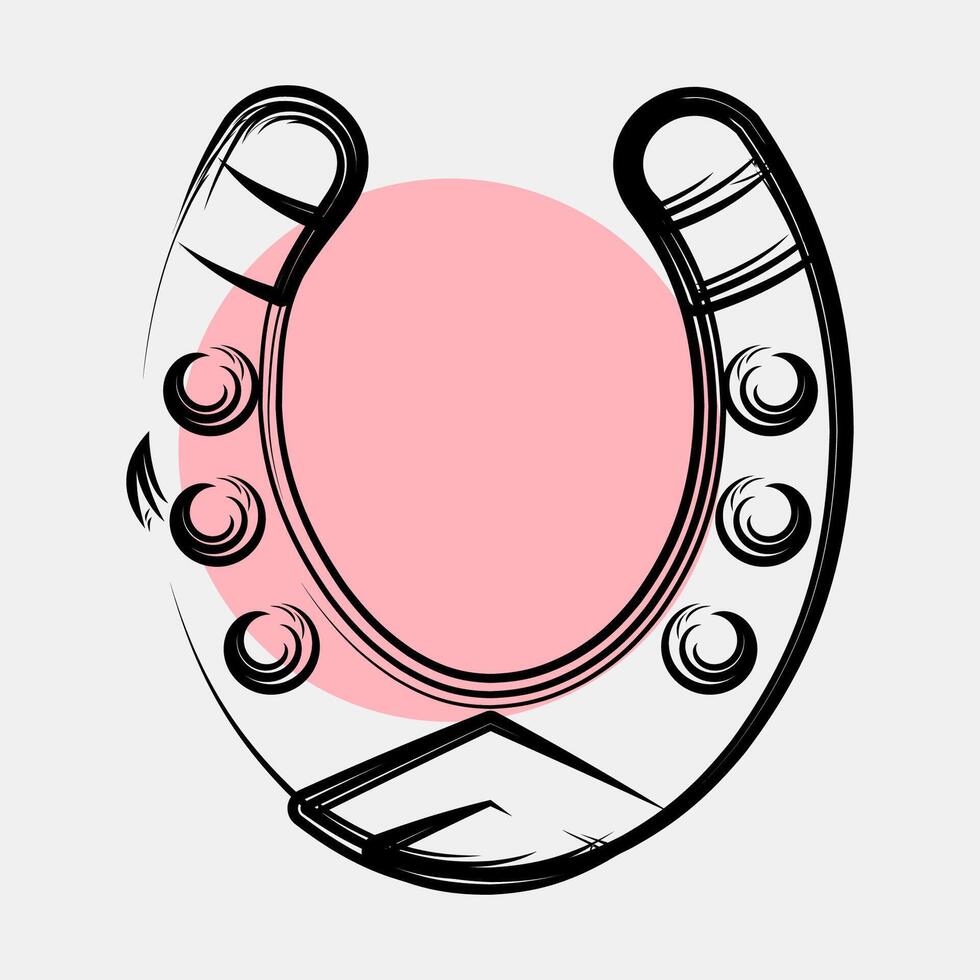 Icon horse shoe. Traditional tattoo elements. Icon in color spot style. vector