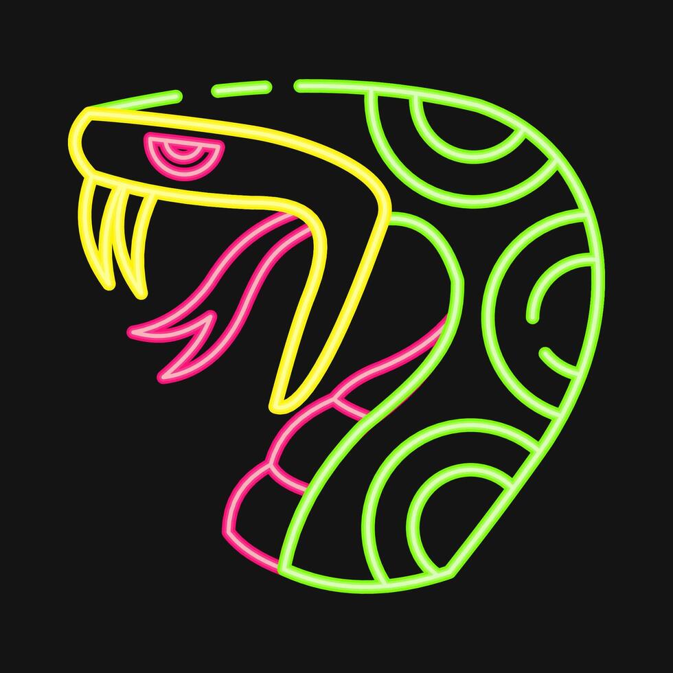 Icon snake. Traditional tattoo elements. Icon in neon style. vector