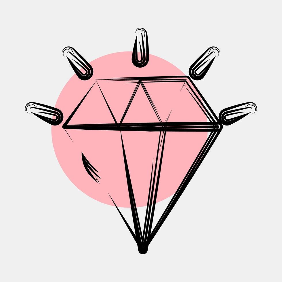 Icon diamond. Traditional tattoo elements. Icon in color spot style. vector