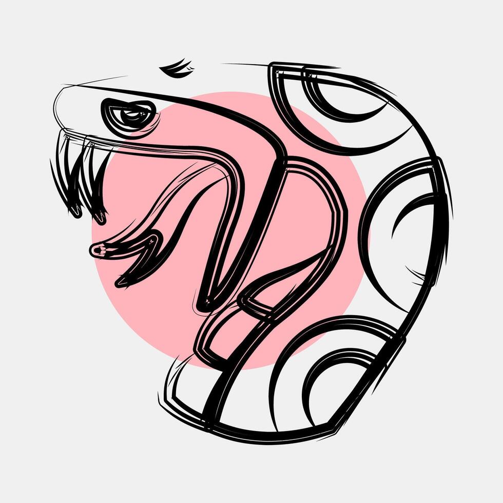 Icon snake. Traditional tattoo elements. Icon in color spot style. vector