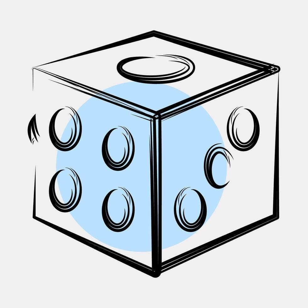 Icon dice. Traditional tattoo elements. Icon in color spot style. vector
