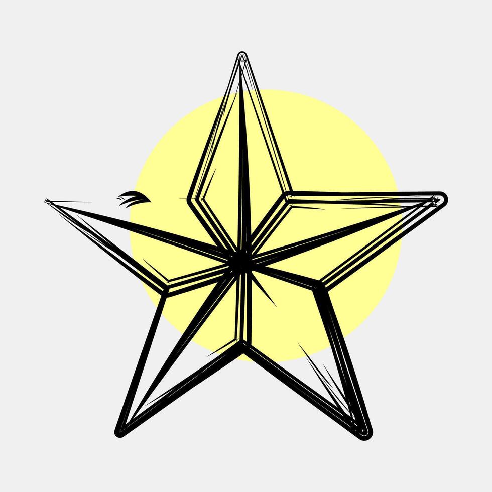 Icon star. Traditional tattoo elements. Icon in color spot style. vector