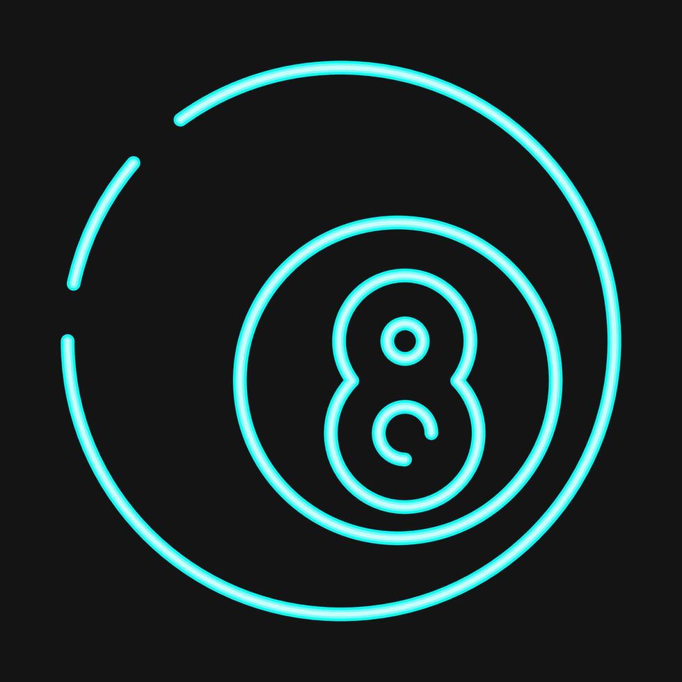 Icon eight ball pool. Traditional tattoo elements. Icon in neon style. vector