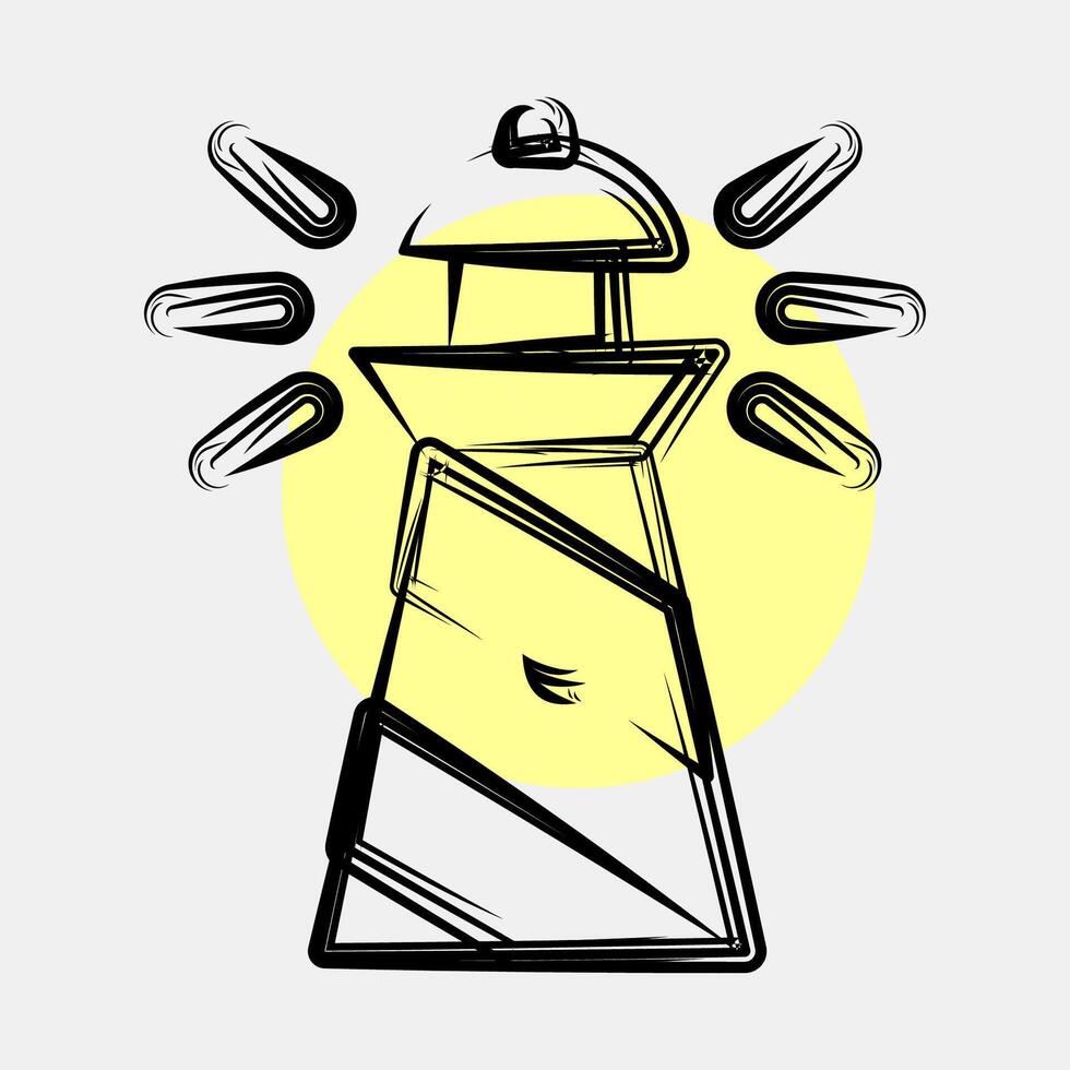 Icon lighthouse. Traditional tattoo elements. Icon in color spot style. vector
