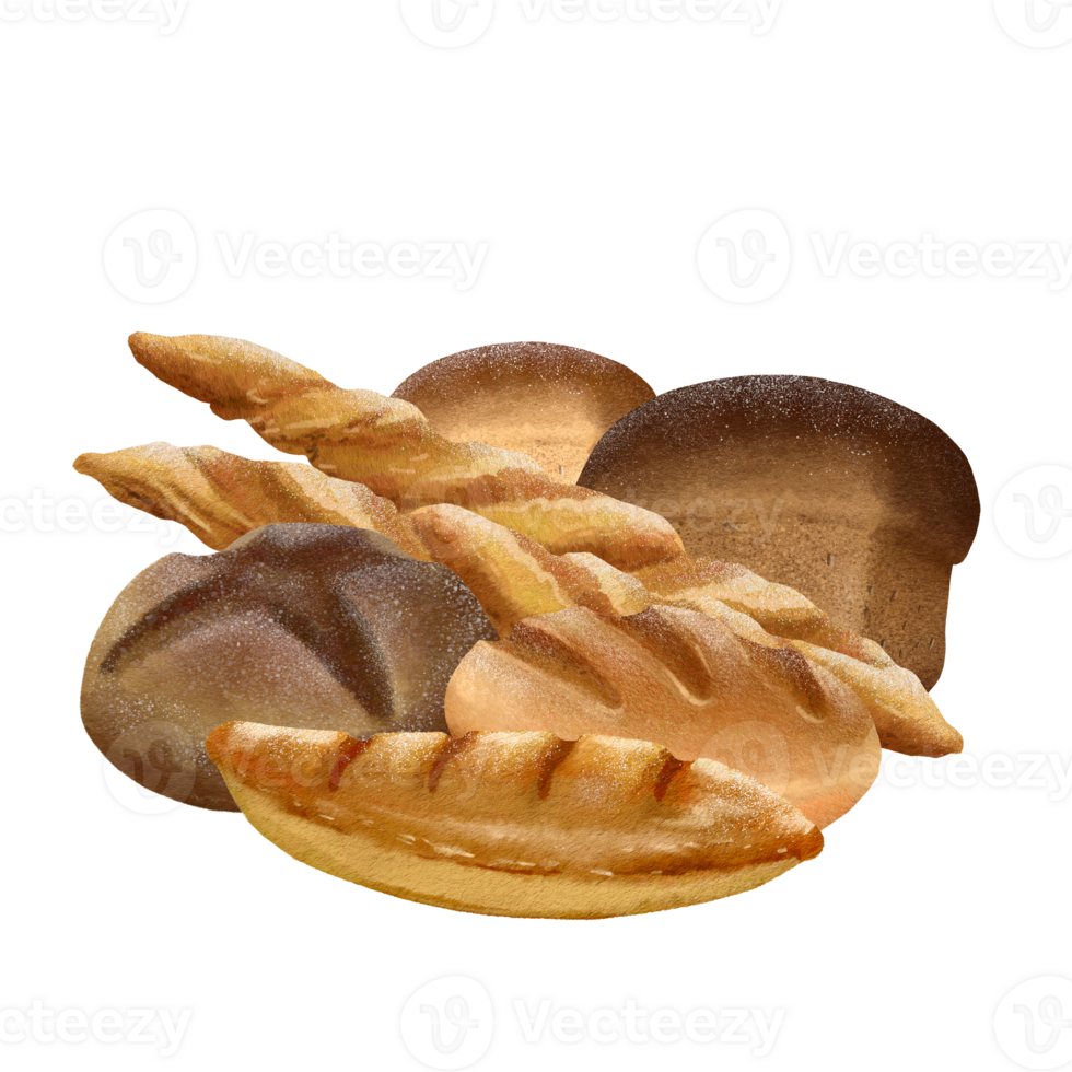 assembly of bread products of different grades png
