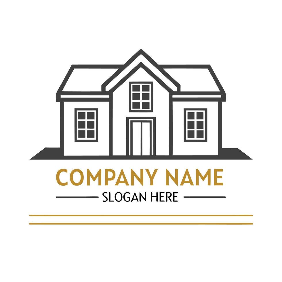 a house logo with a window and a door on a white background vector