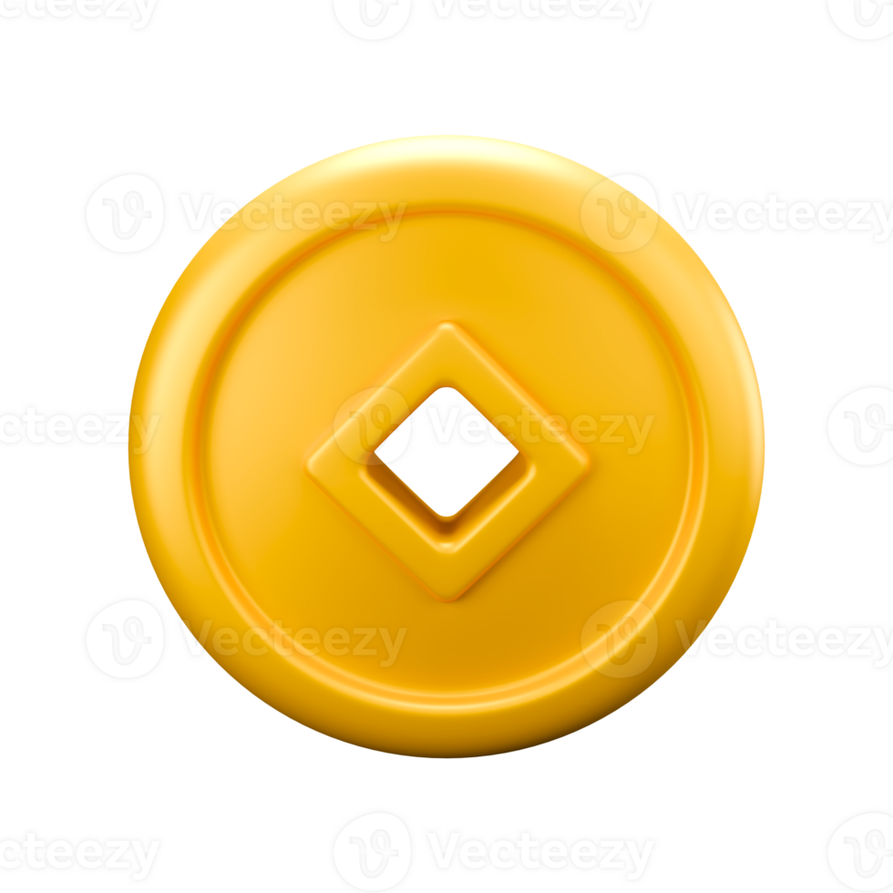 3d icon render Chinese coin png
