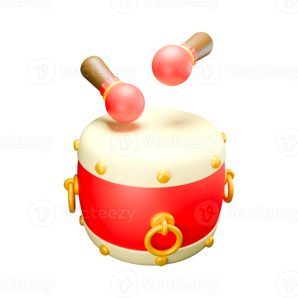 3d icon render Chinese drums png