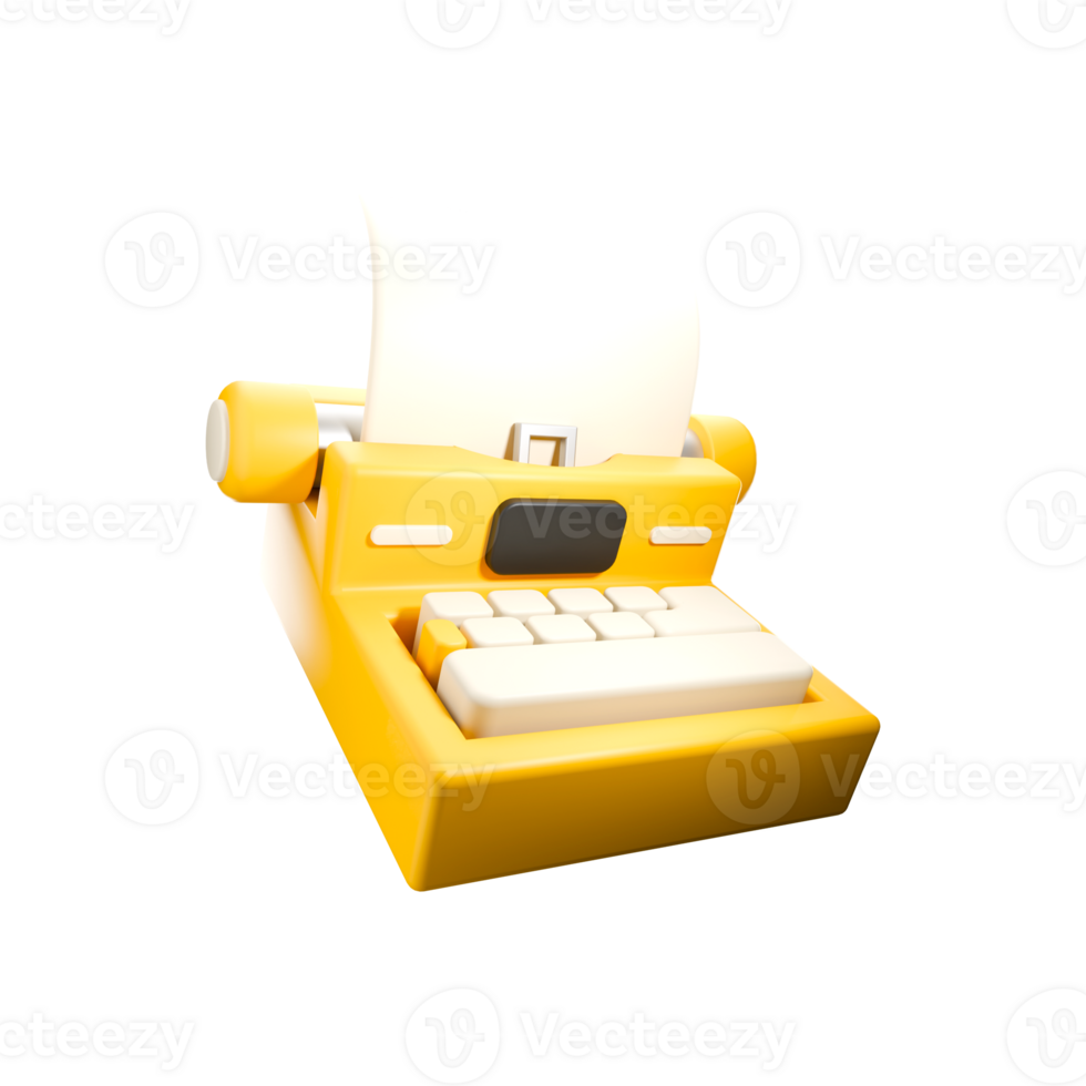 a 3d icon render of vintage typewriter png