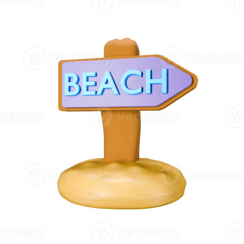 3d render of a beach signpost png