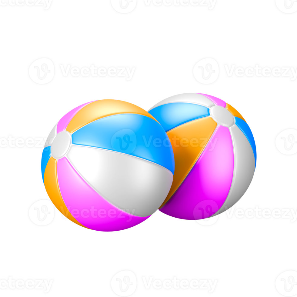 a 3d icon render of beach rainbow balls png