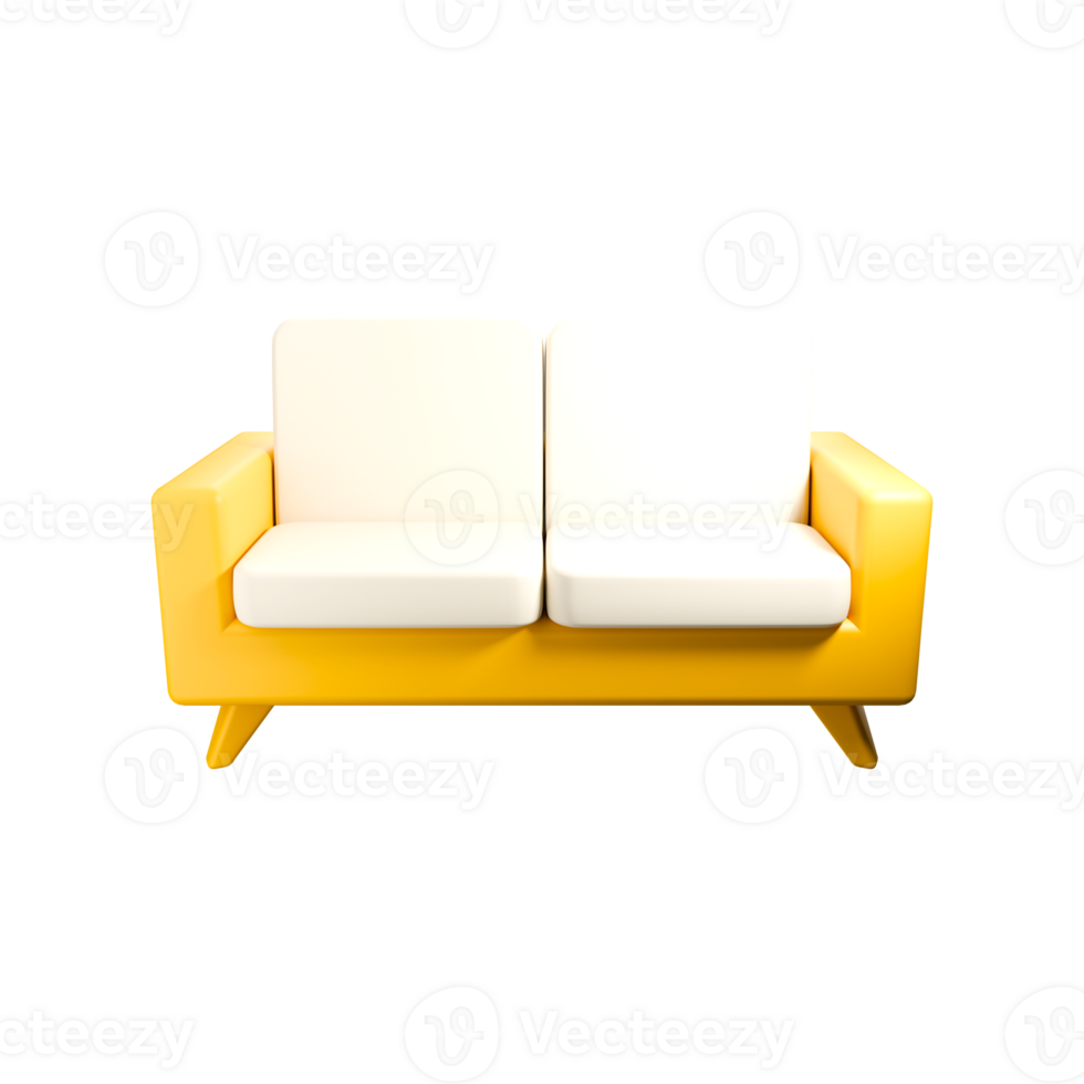 a 3d icon render of sofa png
