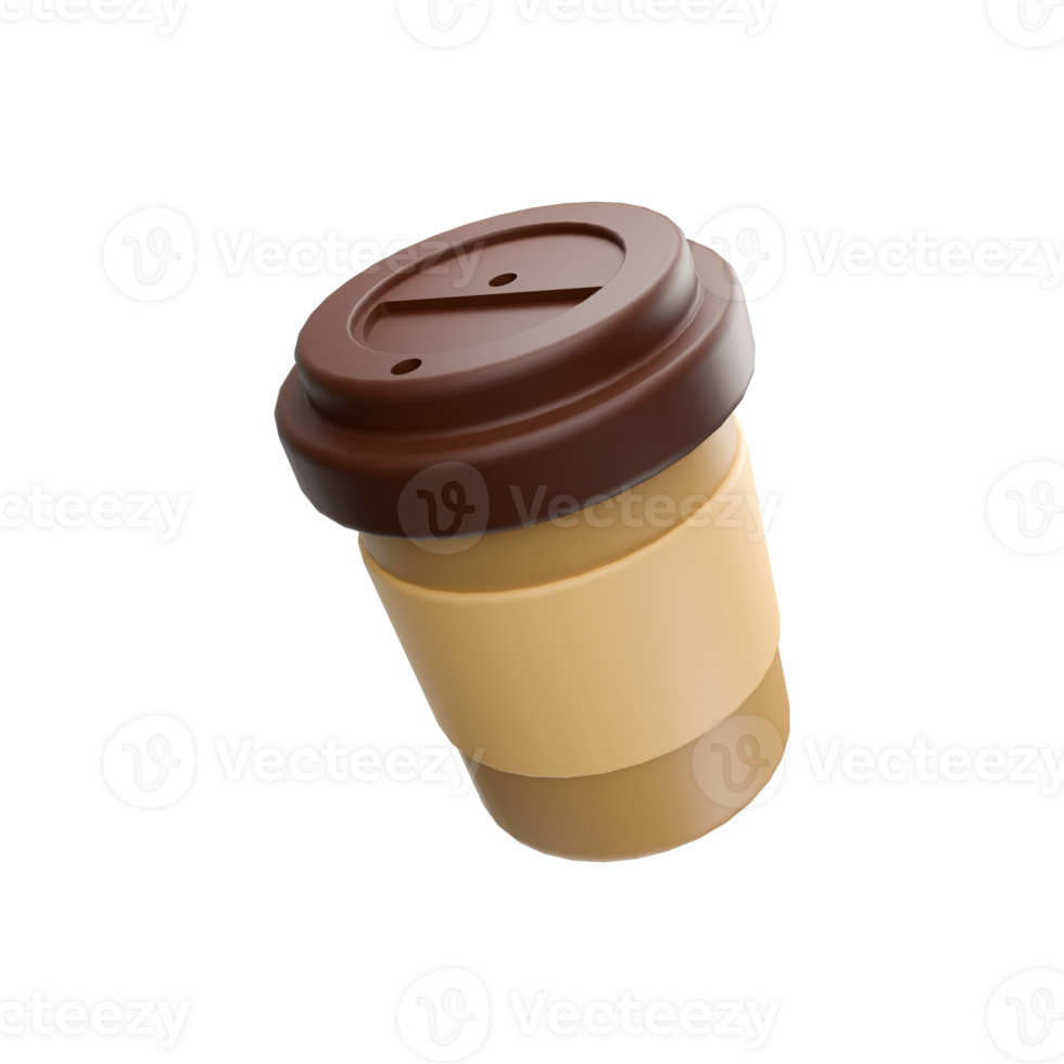 a 3d icon render of glass coffee png