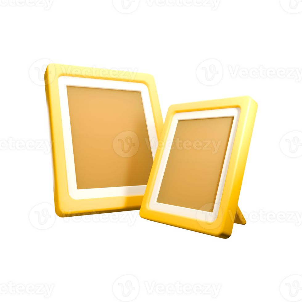 a 3d icon render of wooden frame png