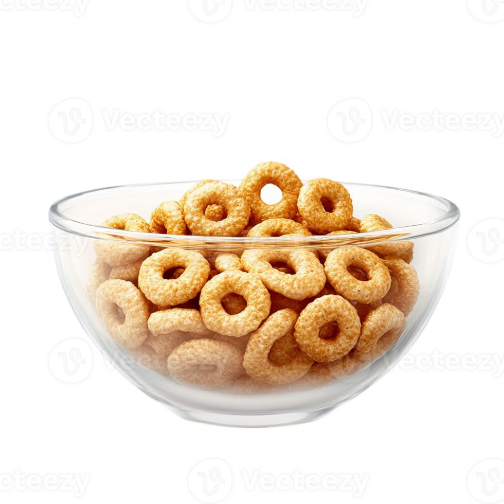 Crispy Cheerios Cereal Rings in Bowl food oats milk isolated on transparent background png