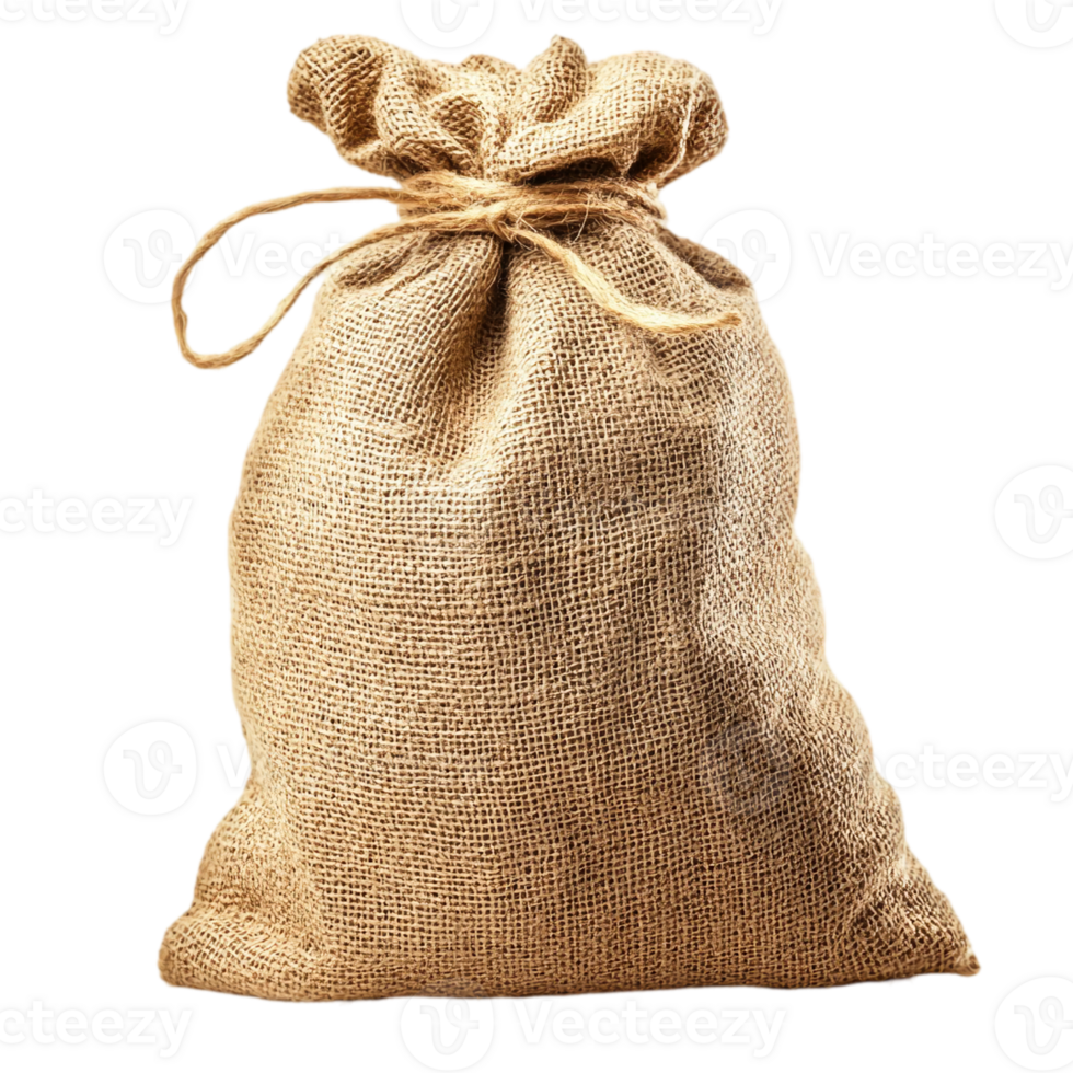 Rustic Burlap Sack Texture Background old bag jute isolated on transparent background png