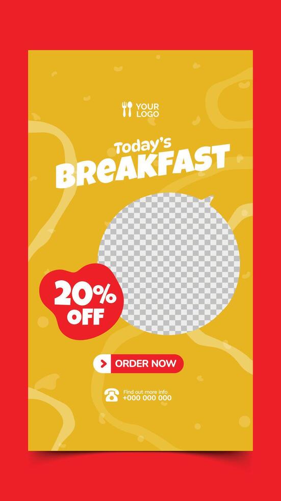 Toray breakfast social media story template with discount vector