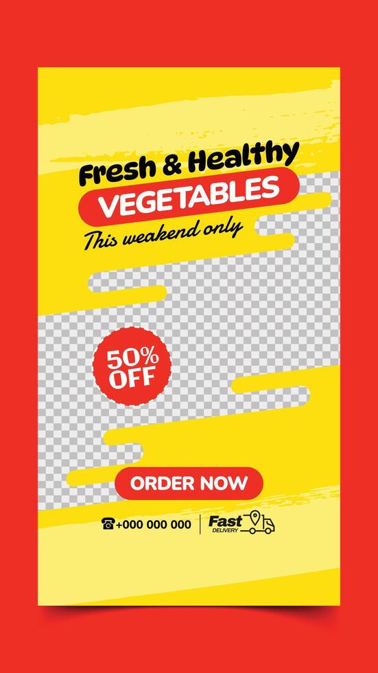 Fresh and healthy vegetable social media story template vector