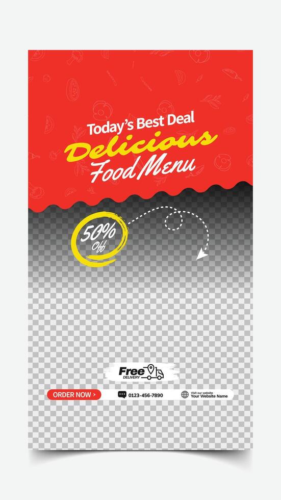 Today best deal delicious food menu social media story template vector