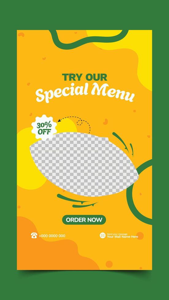 Fast food special menu social media story template vector
