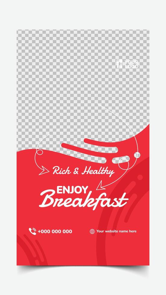 Rich and healthy breakfast social media story template vector