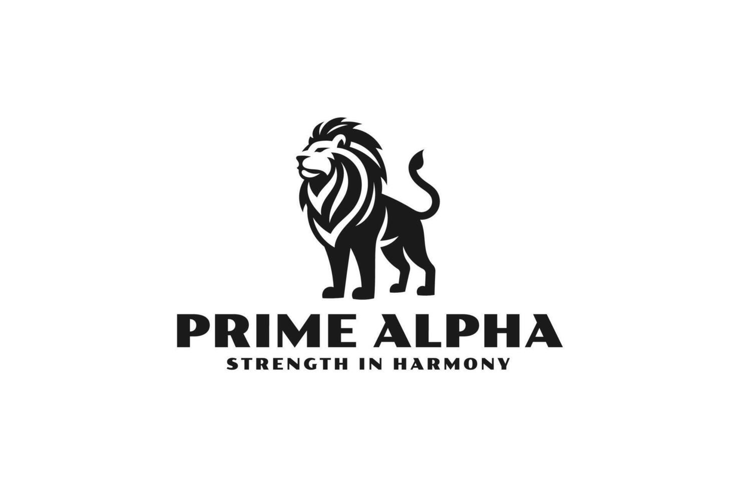 prime alpha standing lion logo vector