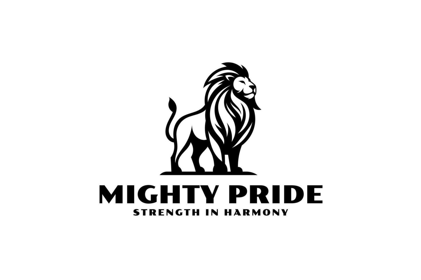 mighty standing lion pride logo design vector