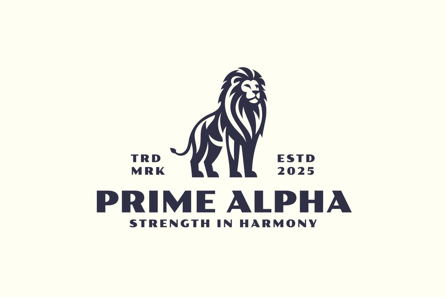 prime alpha standing lion logo design template vector