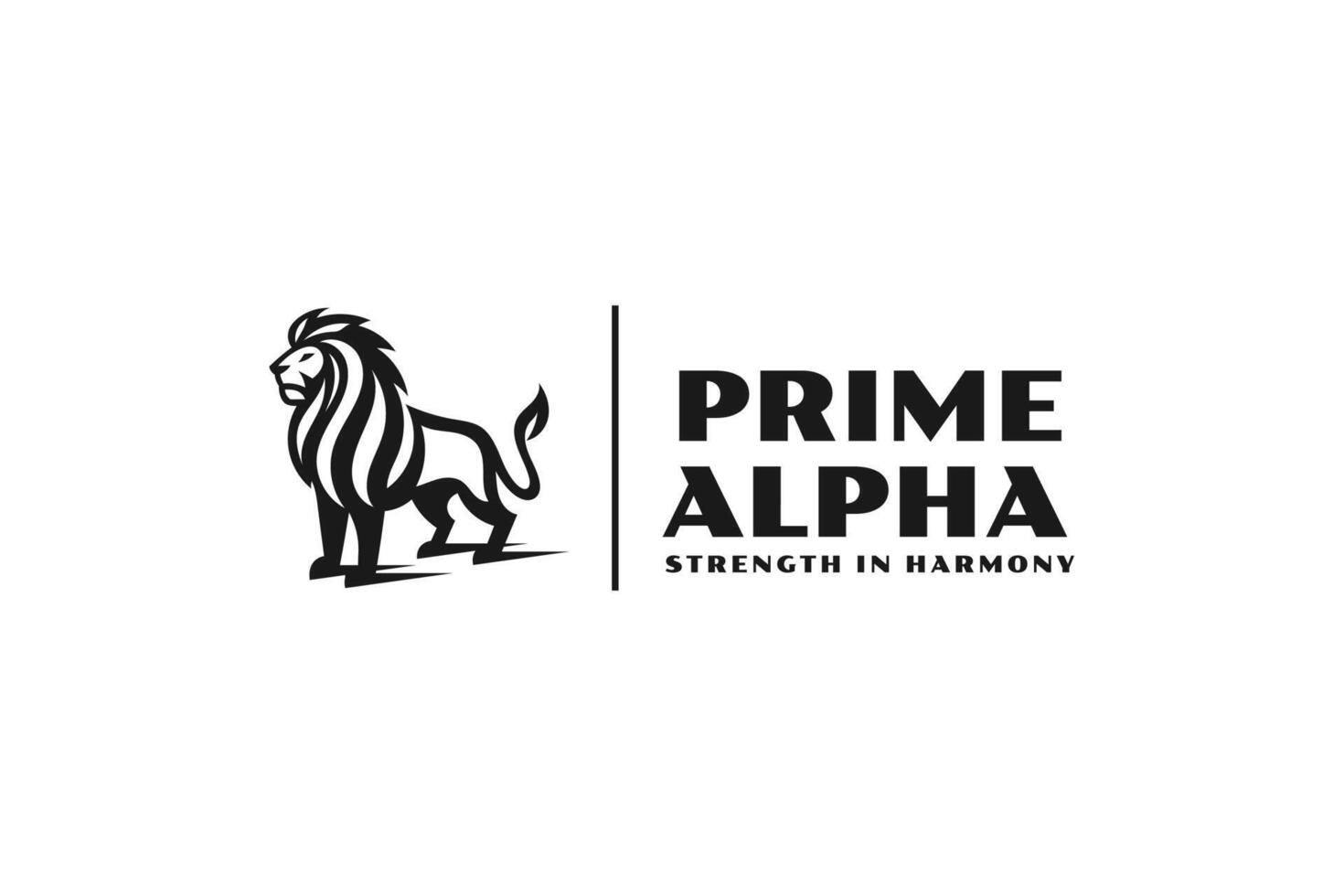 prime alpha standing lion logo design vector