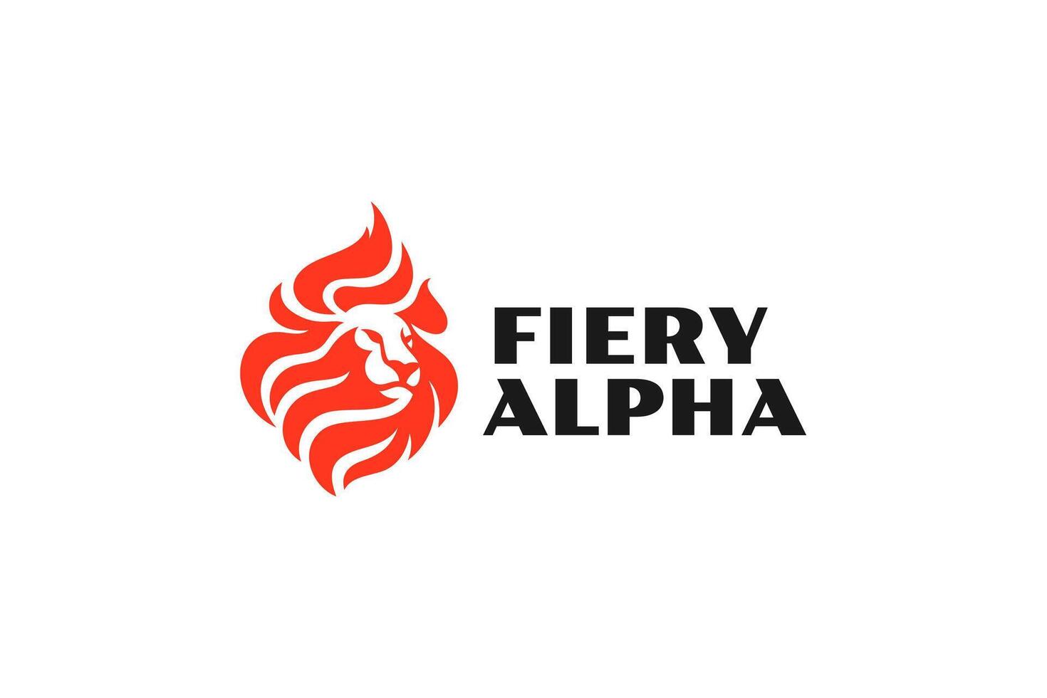 lion head fire flame logo vector