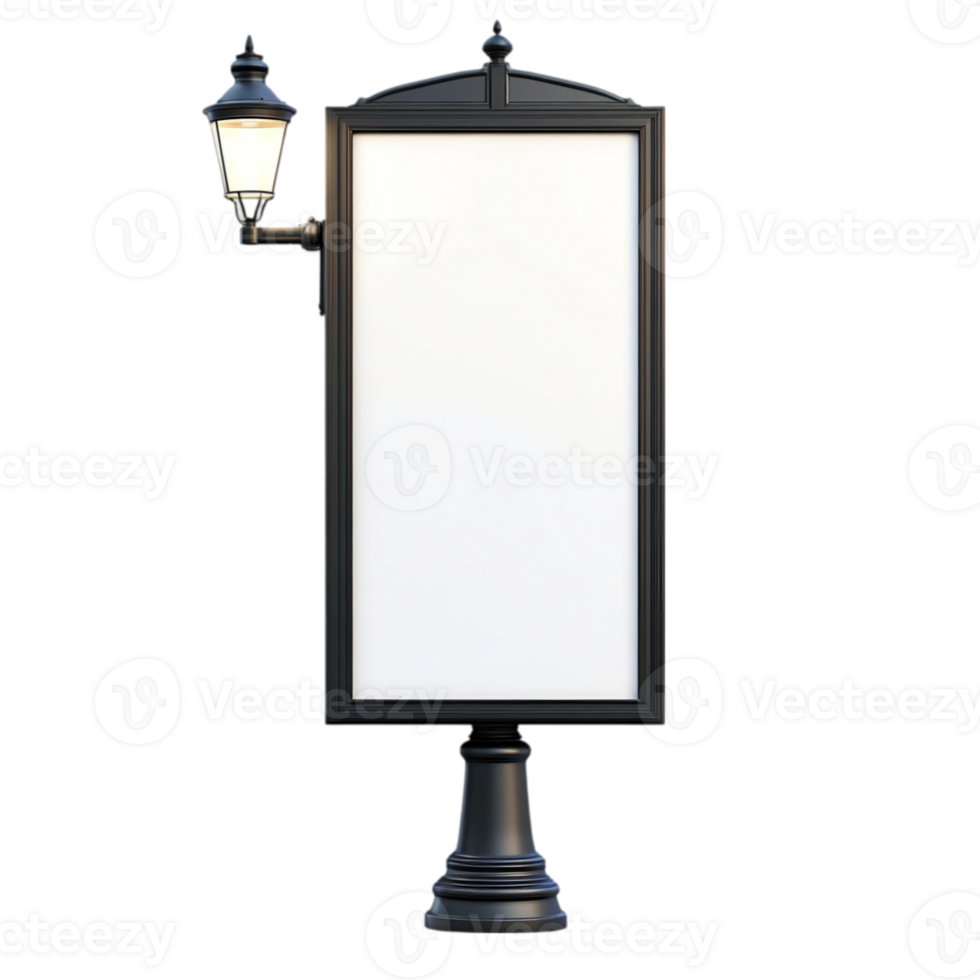 Blank Sidewalk Advertising Stand Mockup white flyer isolated on transparent background png