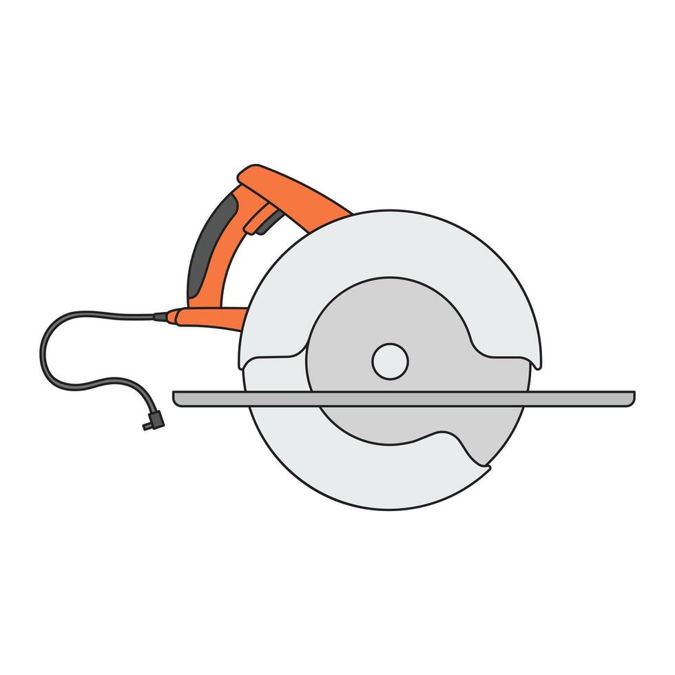 kids drawing illustration circular saw cartoon isolated vector