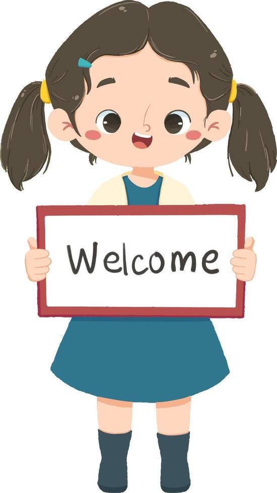 Cute girl Holds a Sign vector