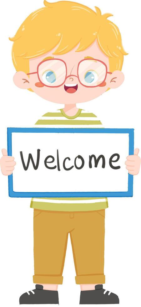 boy holds a sign vector