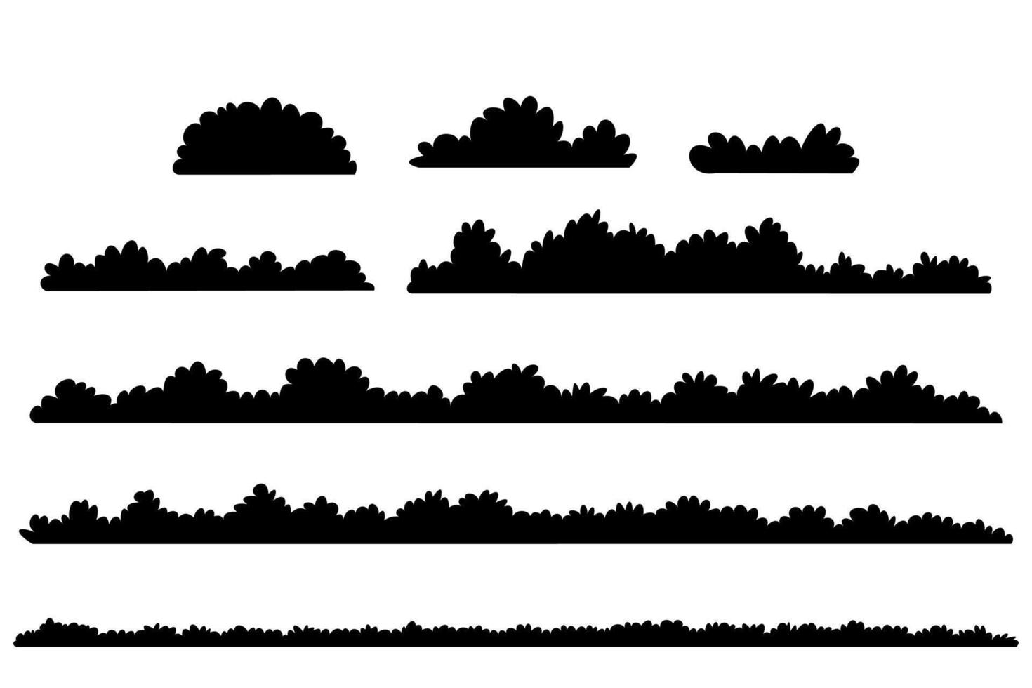 bush set, black bushes silhouette vector