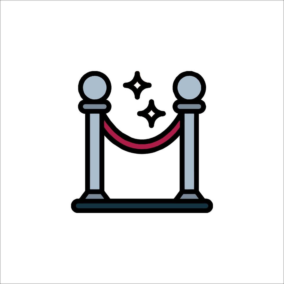 A red and white icon of a barrier with a star vector