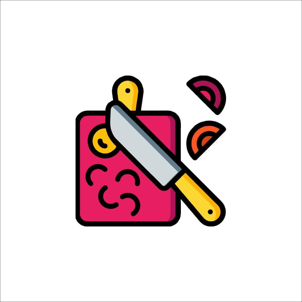 A knife and a piece of meat on a cutting board vector