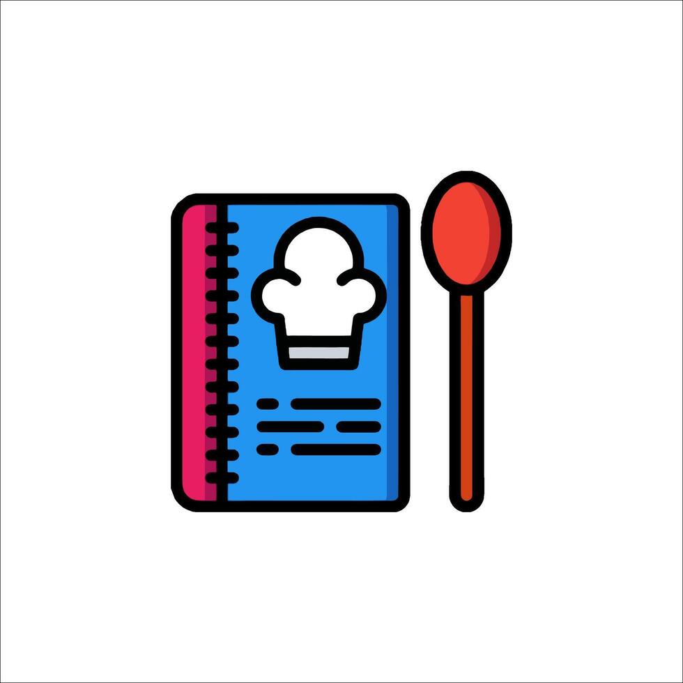 A notebook with a spoon and a chef hat vector