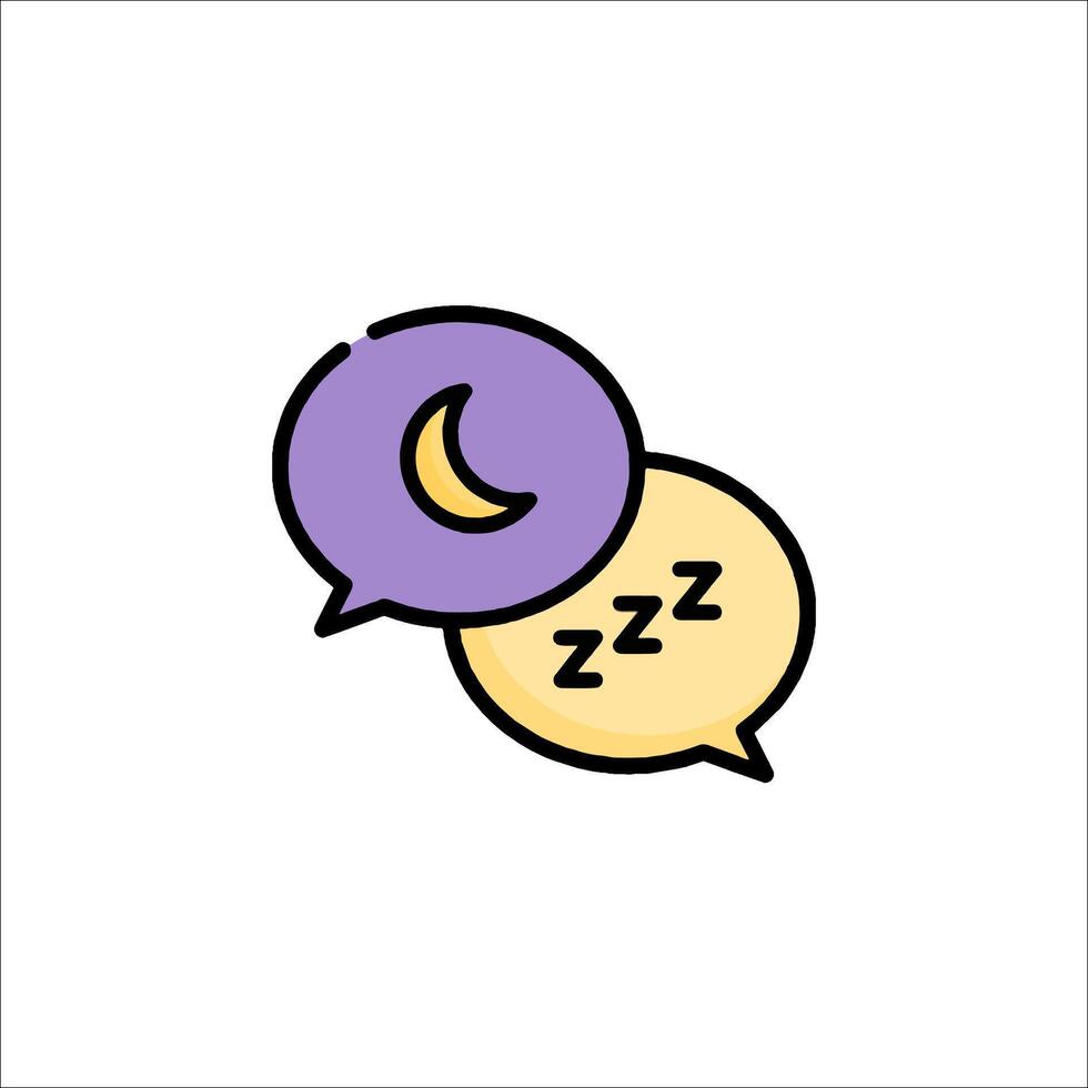 A cartoon speech bubble with a moon and a crescent vector