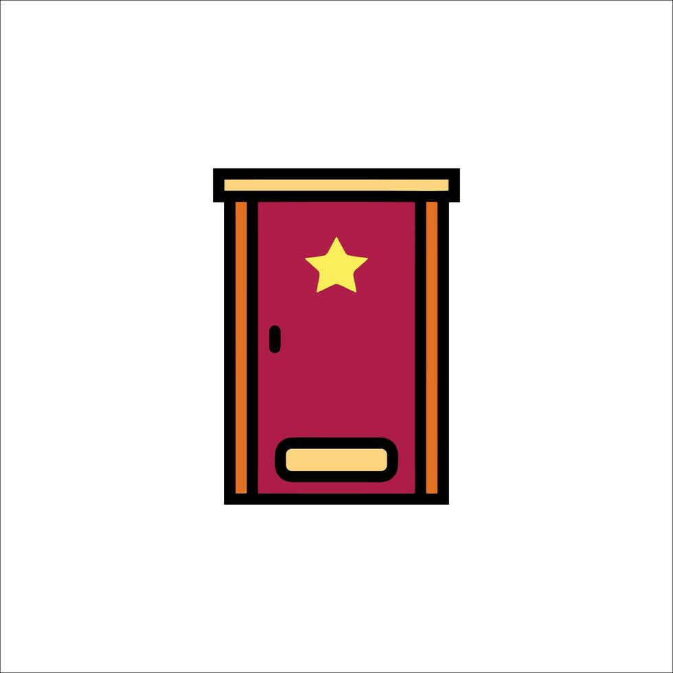 A door with a star on it in a line style vector