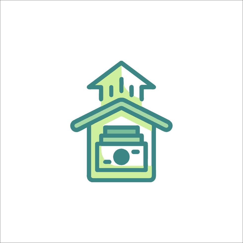 A house with a camera and a camera on top vector