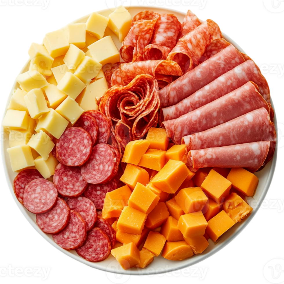 Delicious Charcuterie Plate Salami, Ham, Cheese, Isolated Background png