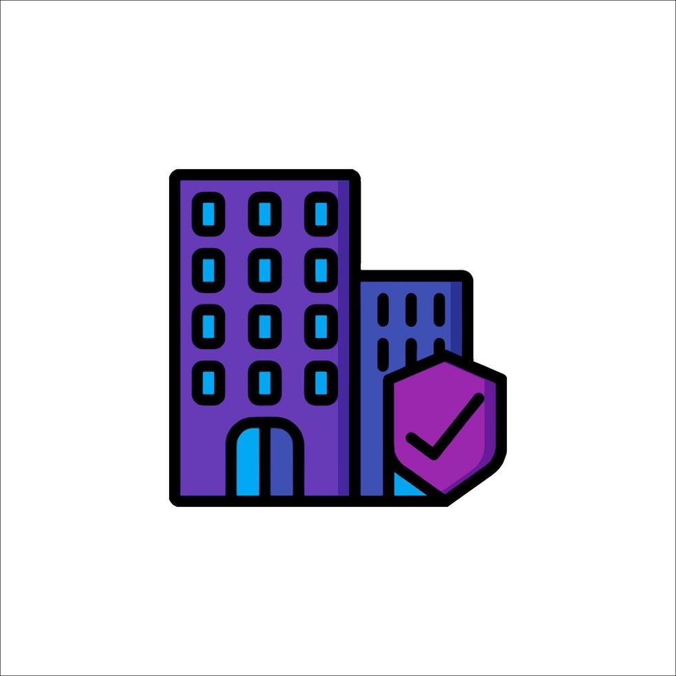 A purple building with a check mark on it vector
