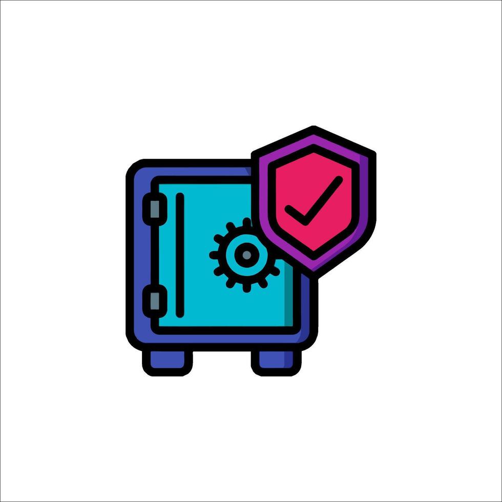 A blue and pink safe with a check mark vector