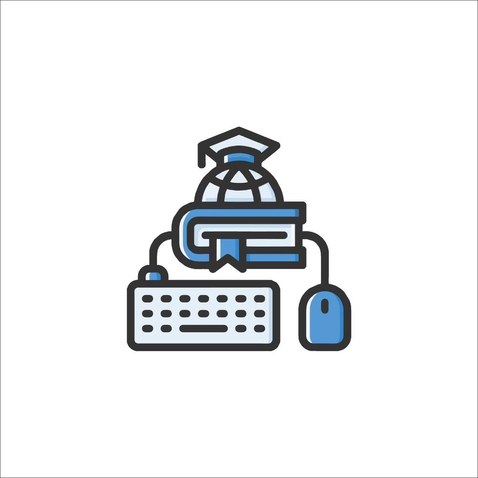A computer and a graduation cap icon vector