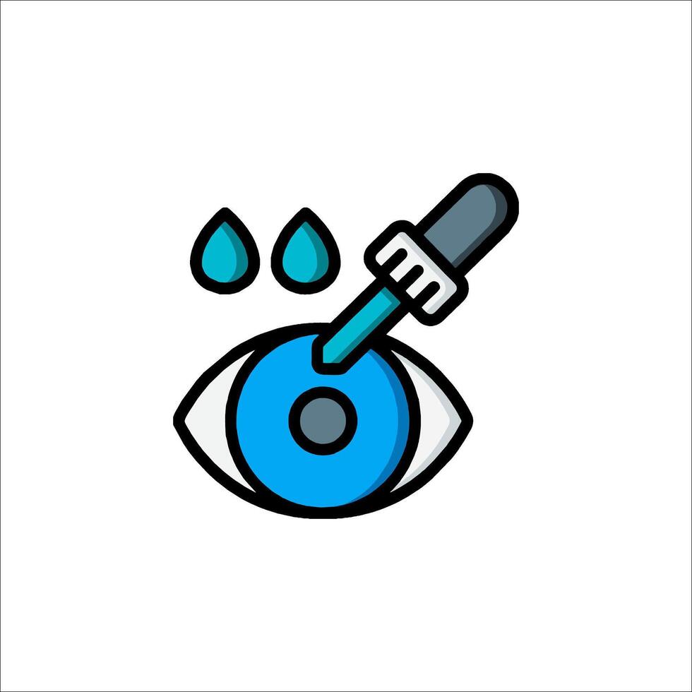 An eye with a syringe and drops of water vector