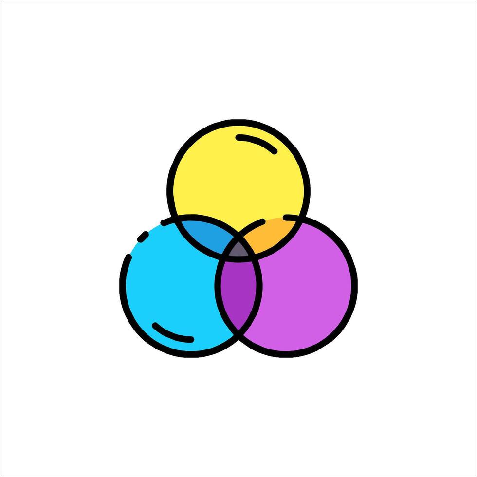 Three colored circles in a circle icon vector