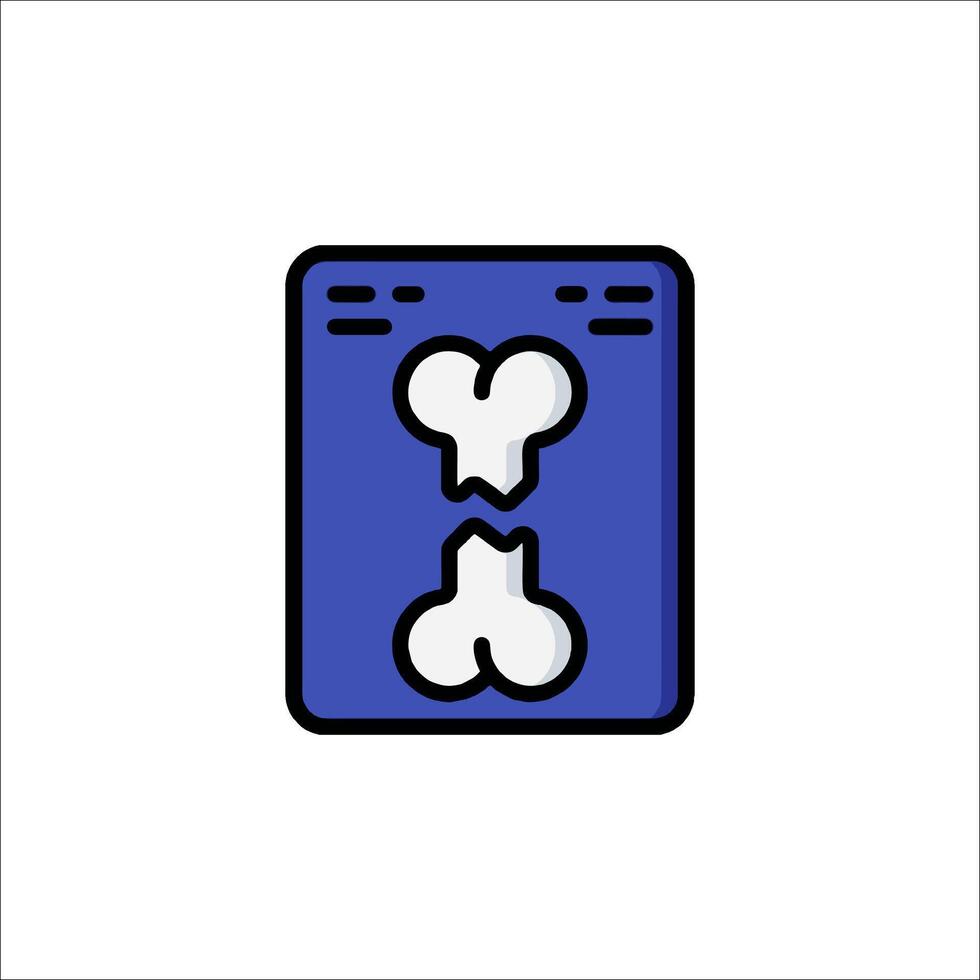 A blue and white icon of a bone vector